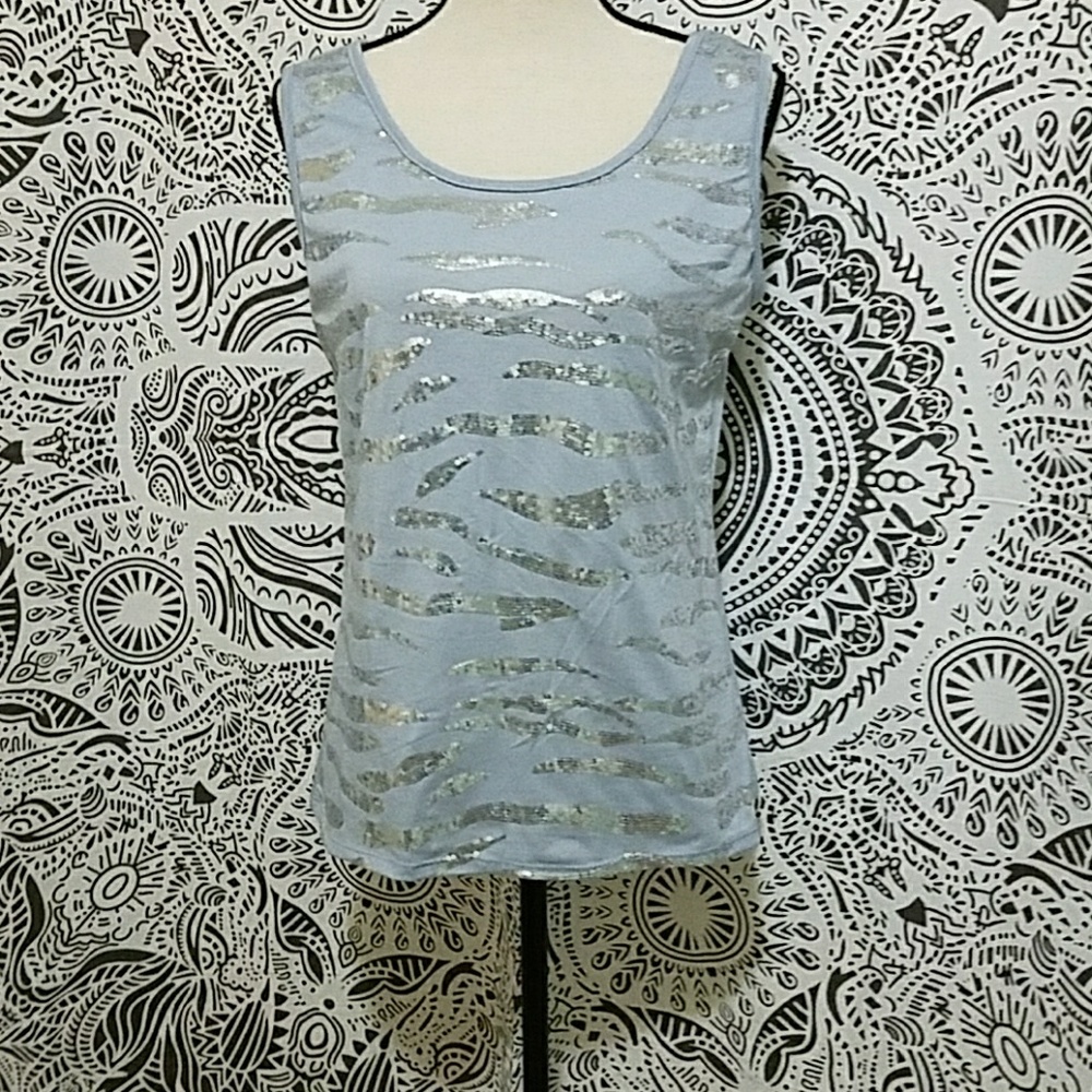 Grey tank with silver zebra print